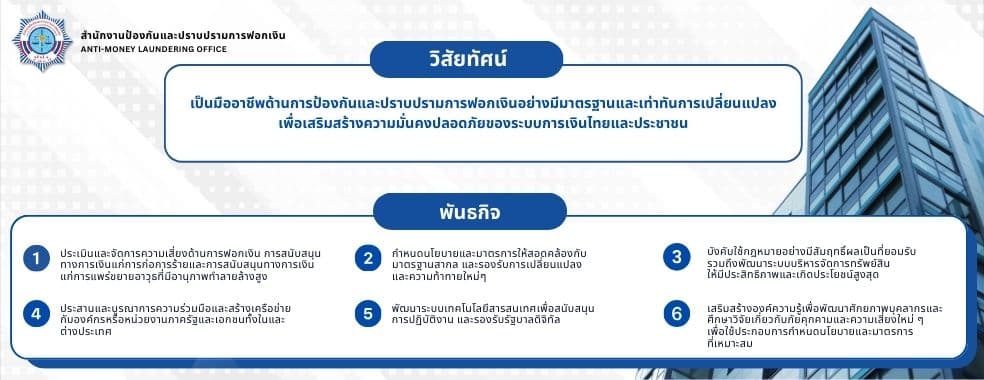 วิสัยทัศน์และพันธกิจสำนักงาน ปปง.